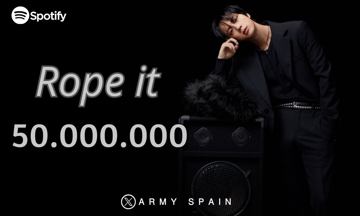BTS_inSpain2's tweet photo. 🎧| #RopeIt de #JIN ha alcanzado 50 MILLONES de reproducciones en Spotify (50.000.523)!
¡Continuemos haciendo stream!
50M ✅️ 🔜 100M
Gap: 49.999.477
📅 2/8/27
🖇https://t.co/OfiVKImOUP
#Jin_Echo #BTSJIN
#BTS @BTS_twt
- ⛵️ https://t.co/qoHcD3t1GH