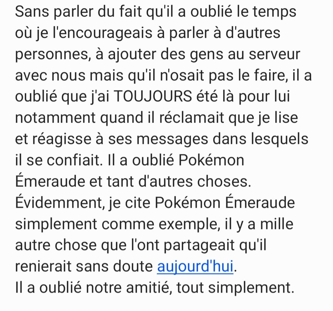 J'aurais aimé pouvoir lui dire.