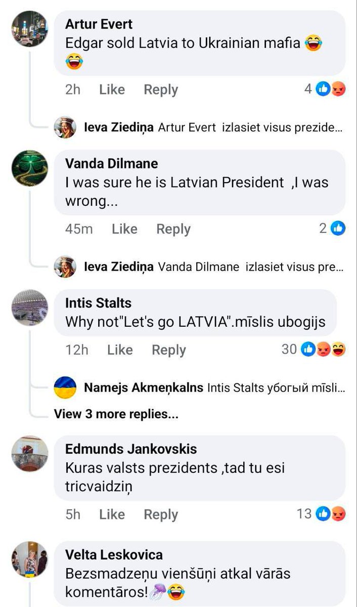 🇱🇻 🇺🇦 Президента Латвии Ринкевичса раскритиковали в соцсетях за то, что он пожелал побед на Олимпийских играх команде Украины, а не спортсменам своей страны.

Пользователи в соцсетях отметили, что всему виной его сексуальная ориентация, отсутствие семьи и любви к родине, а также