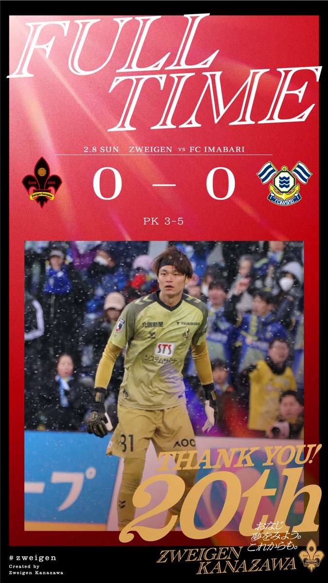 zweigen_staff's tweet photo. 【アウェイ今治戦】

攻守にハードワークをした初戦。
ゴールを奪うことができず、0-0で迎えたPK戦の末、敗戦となりました。

雪の降る中、アウェイで熱いご声援をありがとうございました。

#zweigen #感謝を形に https://t.co/5c5VrfnyC5