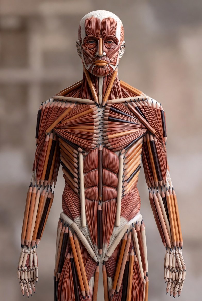 Your body contains enough carbon to fill 9,000 pencils, atoms recycled from ancient plants &amp; stars. About 18 kg of atoms quietly woven into every cell, muscle, &amp; breath..