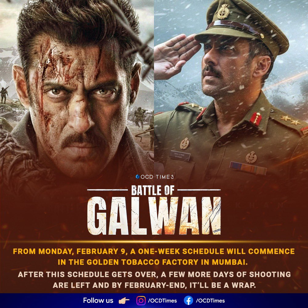 ocdtimes's tweet photo. The film is inspired by the events of June 15, 2020, when Indian and Chinese soldiers clashed in the Galwan Valley during the COVID-19 pandemic.
.
#OCDTimes #SalmanKhan #Chitrangda #SKF #SalmanKhanFilms #ApoorvaLakhia #Galwan #BattleOfGalwan #GalwanValley https://t.co/mvhPbyvIOa