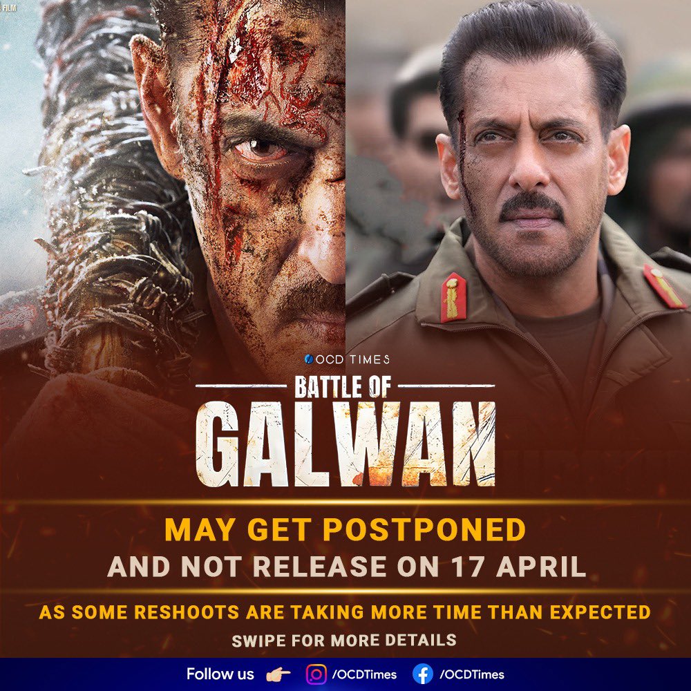 ocdtimes's tweet photo. The film is inspired by the events of June 15, 2020, when Indian and Chinese soldiers clashed in the Galwan Valley during the COVID-19 pandemic.
.
#OCDTimes #SalmanKhan #Chitrangda #SKF #SalmanKhanFilms #ApoorvaLakhia #Galwan #BattleOfGalwan #GalwanValley https://t.co/mvhPbyvIOa