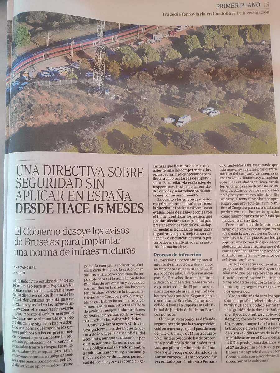 La Principal RESPONSABILIDAD por los muertos de la DANA DE VALENCIA es de MARLASKA 
<a href="/interiorgob/">Ministerio del Interior</a> por no haber hecho la TRANSPOSICIÓN al Derecho Español de la DIRECTIVA de RESILIENCIA de infraestructuras críticas 👇😡

Lean <a href="/abc_es/">ABC.es</a> 🧐