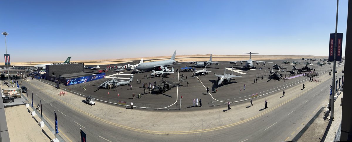Impressive flightline #WDS2026. ⁦<a href="/BoeingDefense/">Boeing Defense</a>⁩ #KC-46 #F-15E and SA, #AH-64D, #AH-6 on show. ⁦<a href="/modgovksa/">وزارة الدفاع</a>⁩
