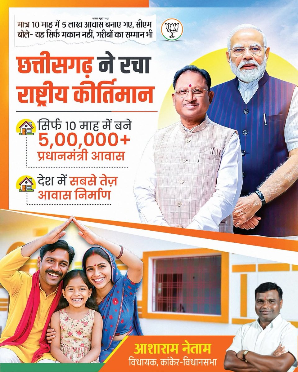 सुशासन सरकार में प्रदेश के जरूरतमंद परिवारों को मिल रहा सम्मान

केवल 10 माह में बने पांच लाख से अधिक प्रधानमंत्री आवास।

#BJP4CGState