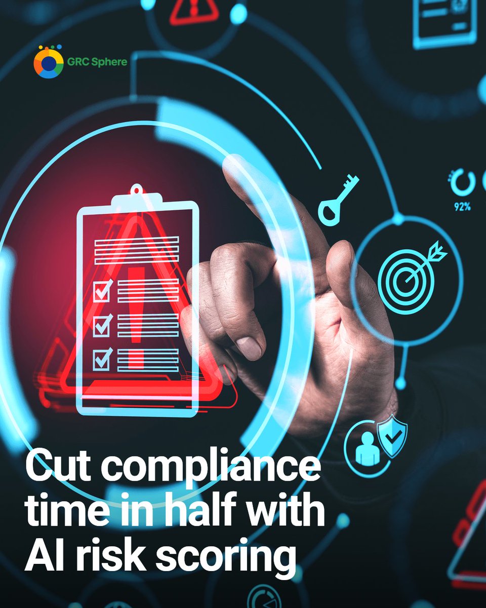 observeritech's tweet photo. Cut compliance management time in half with GRC Sphere's AI-powered risk scoring. Automate prioritization. Focus on what matters. What's your biggest challenge? #Grcsphere #Observeri #Cybersecurity #Informationsecurity #Iso27001 https://t.co/SS7BXfgCU6
