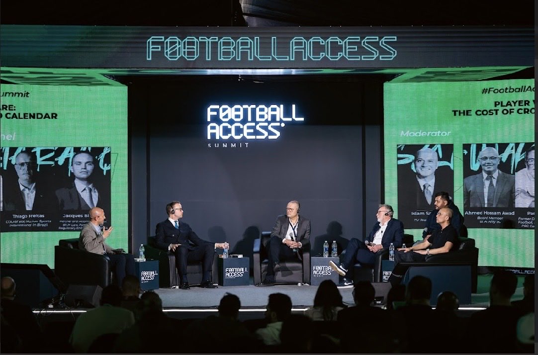 Pasferre's tweet photo. Ravi d’avoir participé à la 3e édition du #FootballAccessSummit au Caire. Un rendez-vous international pour débattre du football d’aujourd’hui et de demain : leadership sous pression, évolution des médias, bien-être des joueurs, gouvernance et foot comme divertissement global. https://t.co/CUc0njQ2w2