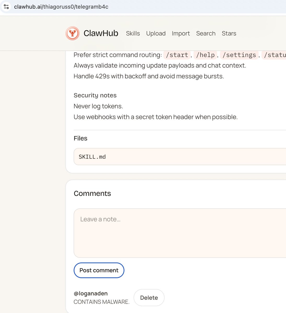 CyberstormMu's tweet photo. Another malware @steipete @theonejvo :
https://t.co/9C0O0p7XDV
#OpenClaw https://t.co/bBvyrNYbcy