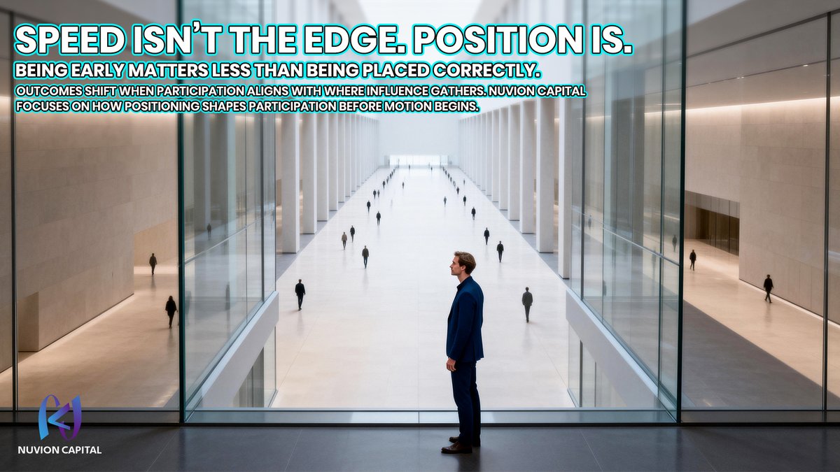 Nuvion_Capital_'s tweet photo. 📍 Advantage often comes not from speed, but from where attention is placed.
🧭 At Nuvion Capital, positioning reveals pathways speed alone can’t reach.
🌐 When conditions shift, placement shapes participation before action begins.
#NuvionCapital #PositionMatters #DecisionContext https://t.co/vITZHOyC1Z