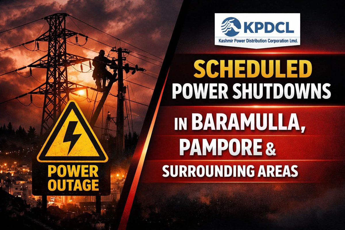 ShOAIB_AHMED997's tweet photo. Scheduled Power Shutdowns to Affect Baramulla, Pampore, and Surrounding Regions, Announces KPDCL https://t.co/YZFbcaC36c