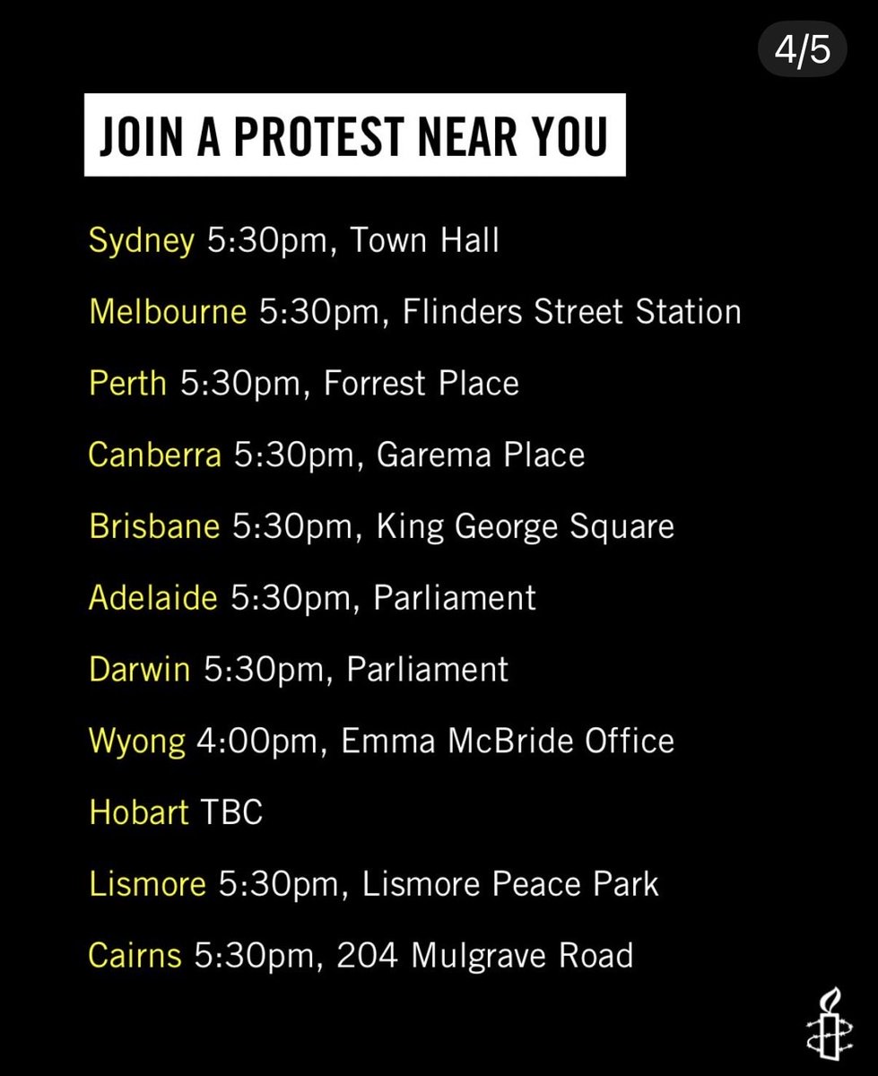 A good read from Amnesty Australia about your rights if protesting - President Herzog (AKA Signer of Bombs that Blow Up Children and Assistant in a Genocide). Yes the Minns government announced draconian rules but its not unlawful to protest tomorrow
amnesty.org.au/national-day-o…