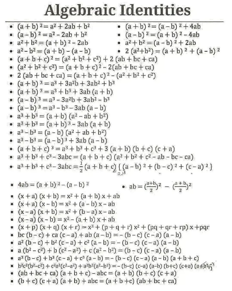 Dposts7's tweet image. Algebraic identities
