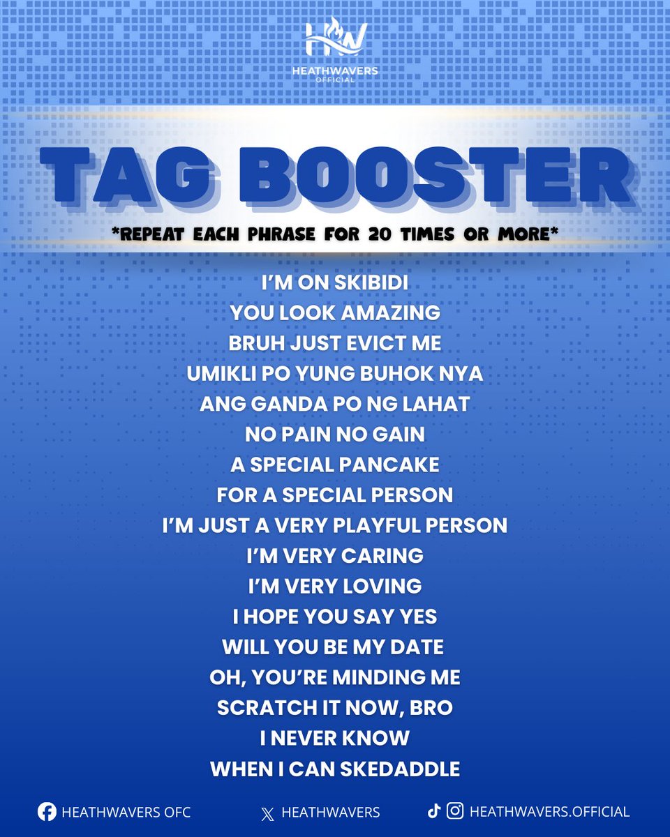 First Tag Booster!

Goal: Three Hundred Replies or More

Please engage with our tagline!
Reply | Repost | Requote

HEATHs A BLOOMING DAY
#PBBCollab20BigJump
#HeathJornales