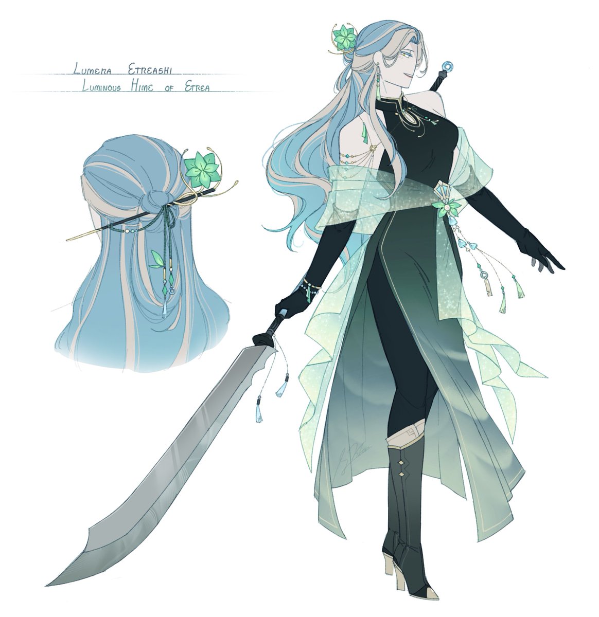 finally gave her a full body reference after nearly 2 years without a settled design!

Lumera Etreashi 
(Deepwoken OC)