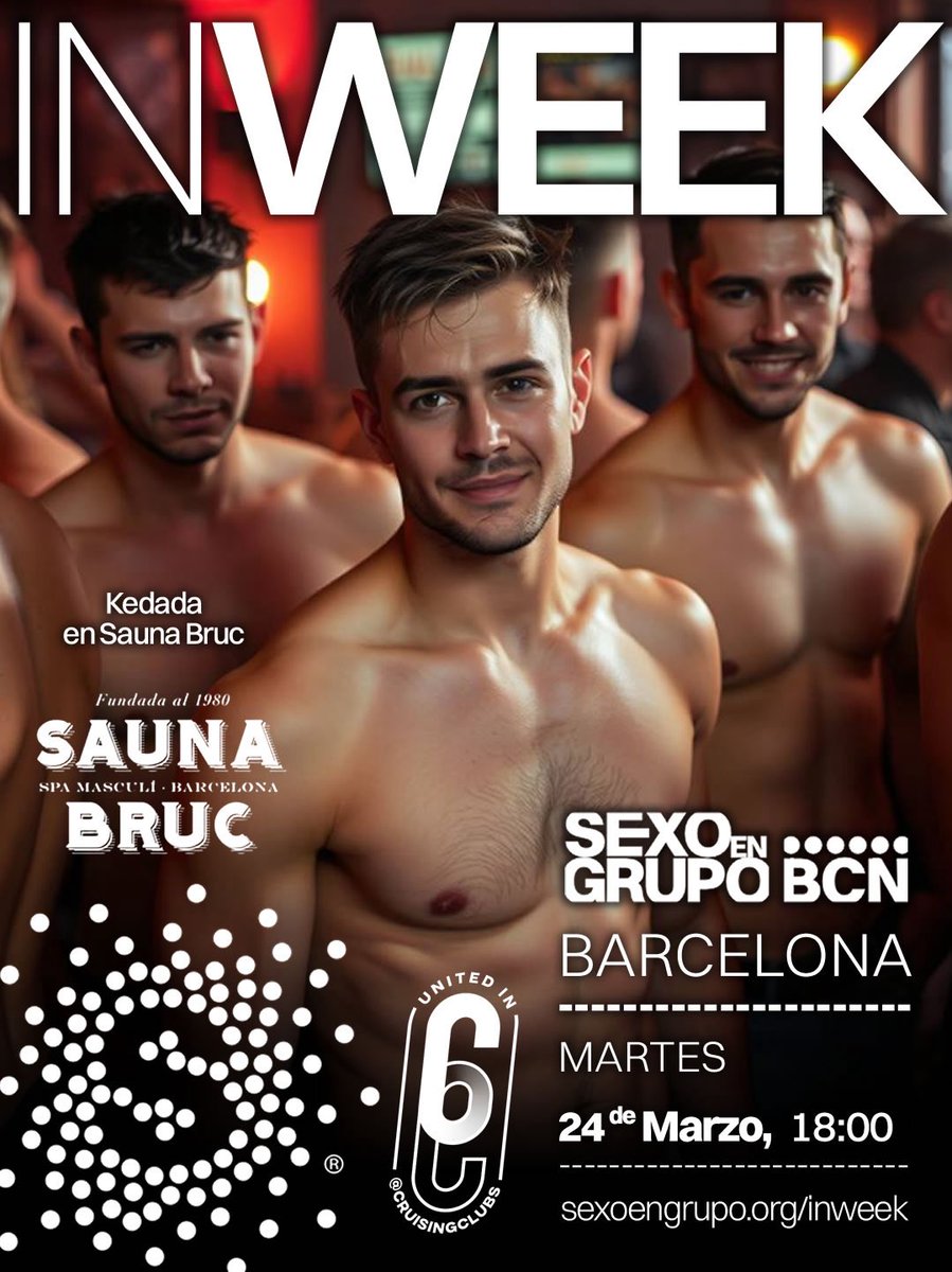 SexoEnGrupoBcn's tweet photo. Ya están programadas las primeras kedadas INWEEK

Febrero:
Martes 17 @BerlinDark_BCN 
Miércoles 25 @BoyberryBcn 

Marzo:
Jueves 12 @openmindbcnclub 
Martes 24 @saunabruc 

Toda la información, acceso a los grupos de Telegram de las kedadas y promociones
ℹ️ https://t.co/fzEabCKWQ9 https://t.co/yBrl0v69ga