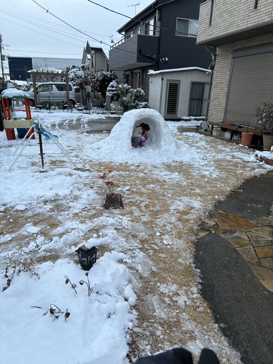 小さいけどかまくら作ってあげた⛄️
寒いけど雪遊びなんて滅多に出来ないからねぇ❄️

 #雪
 #姉妹