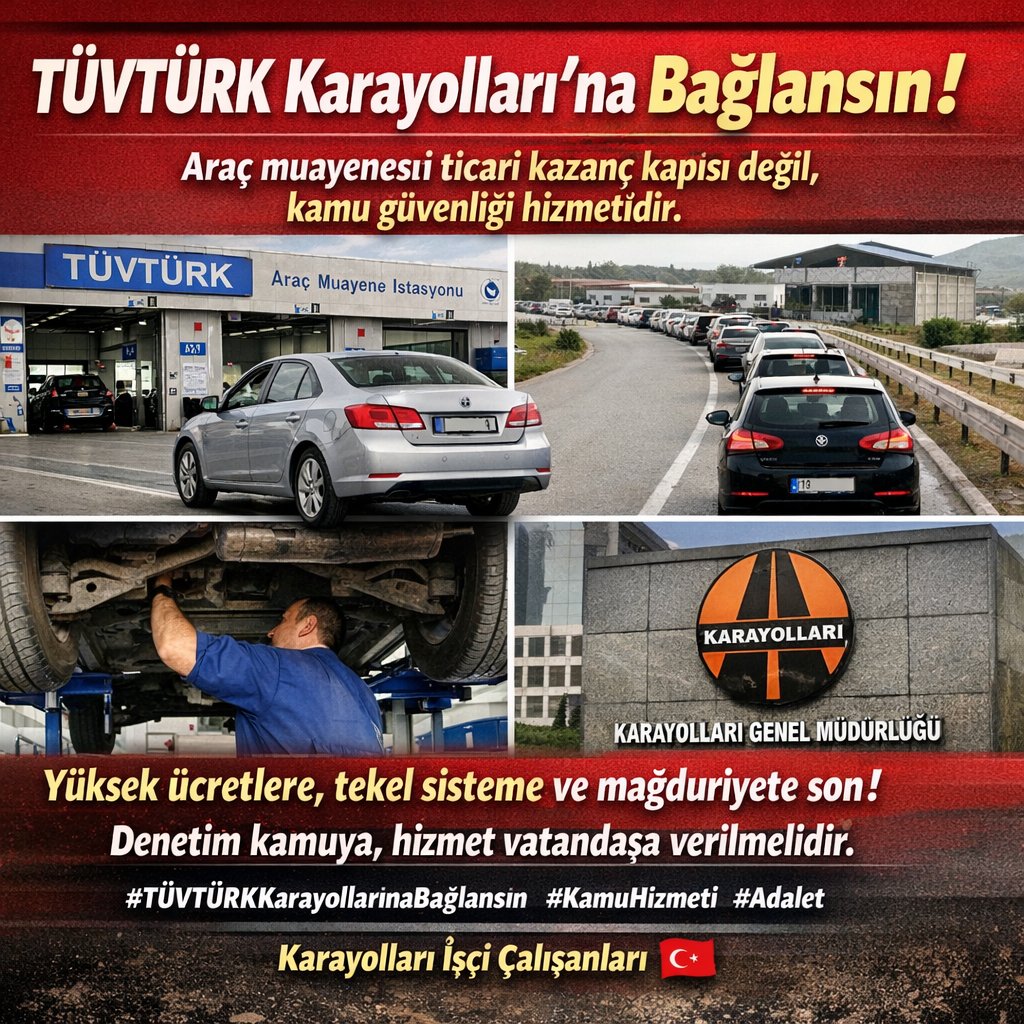 KarayollarP's tweet photo. Araç muayenesi kâr kapısı olamaz!
#TÜVTÜRKKarayollarınaBağlansın #KamuYararı https://t.co/1Ss0LVWaLZ