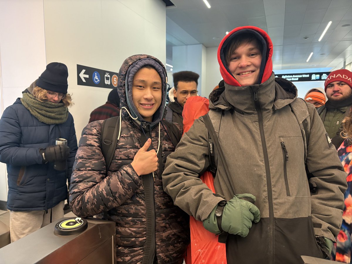 These two 18-year-olds were at the front of the line for the first Eglinton Crosstown train headed east this morning. They lined up at 9 o’clock last night 

They were toddlers when construction started