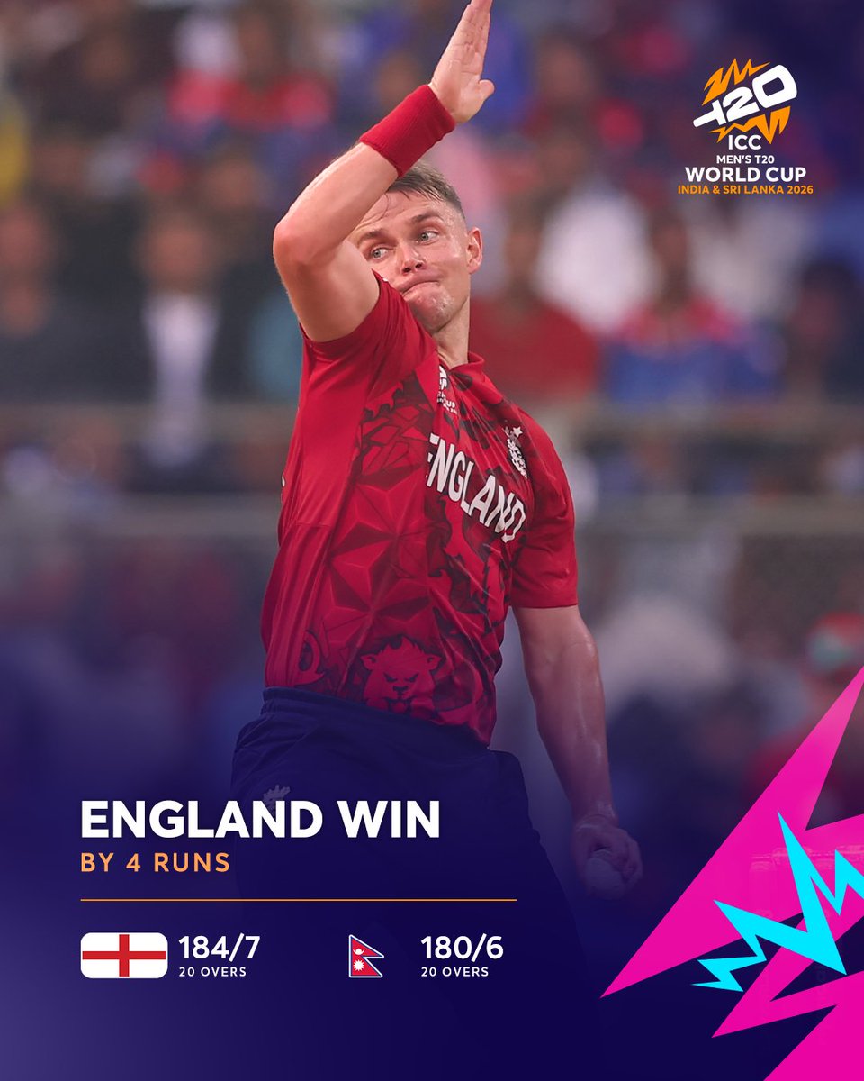England prevail in Mumbai after a stunning fightback from Nepal 🔥

#T20WorldCup 📝: icc-cricket.com/tournaments/me…
