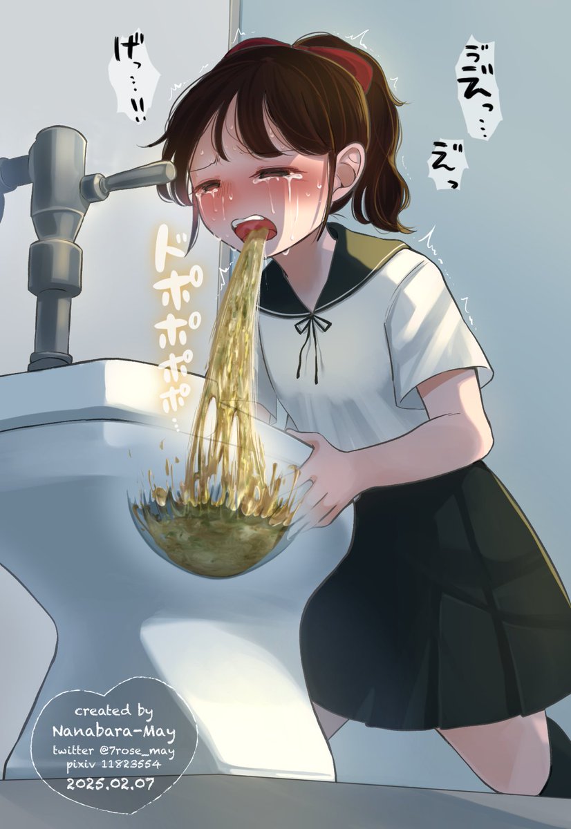 ⚠️嘔吐表現
限界で学校のトイレで全部出しちゃった子 