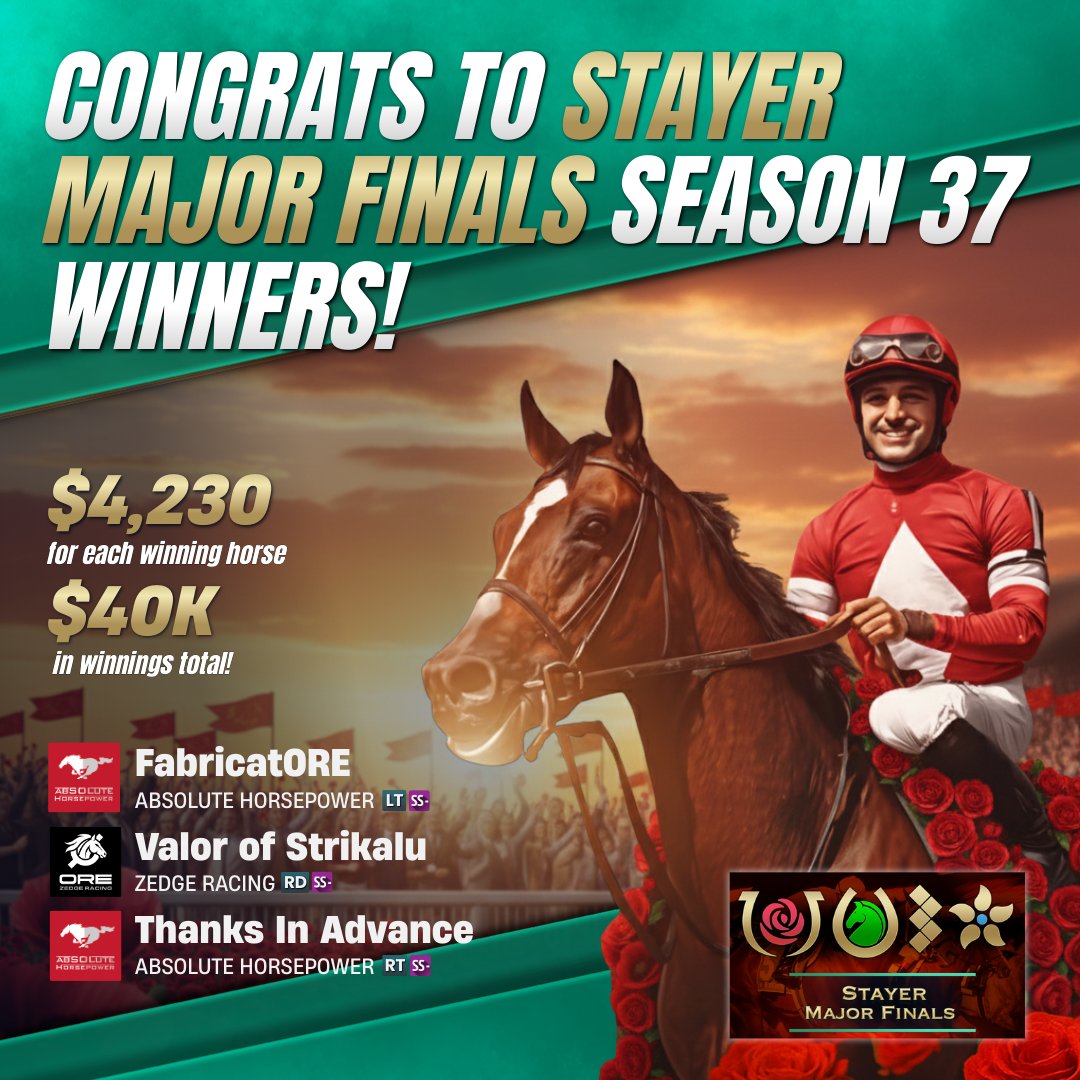 photofinishgame's tweet photo. The top dogs came to play in the Stayer finals. Congrats to ABSHP on a monster day (and season) and to @Zedge_ORE and @coltsguy84 on a phenomenal season as well.

Who's going to dethrone these juggernauts in s38? It could be YOU! https://t.co/07Y10niMK2