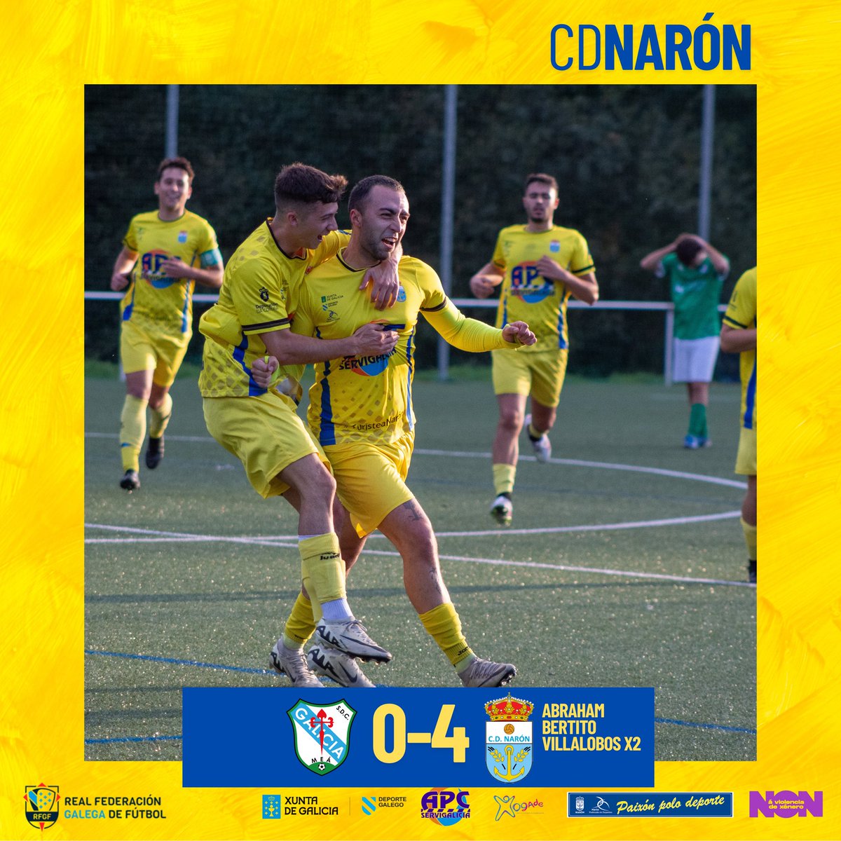 CDNaron's tweet photo. 🏁 FINAAAAL do #MugardosBNaron 

3️⃣ puntazos de equipo, portería a 0️⃣
e a volta do 🐺 de caranza con doblete.

#CDNaron https://t.co/25I3wuQATf