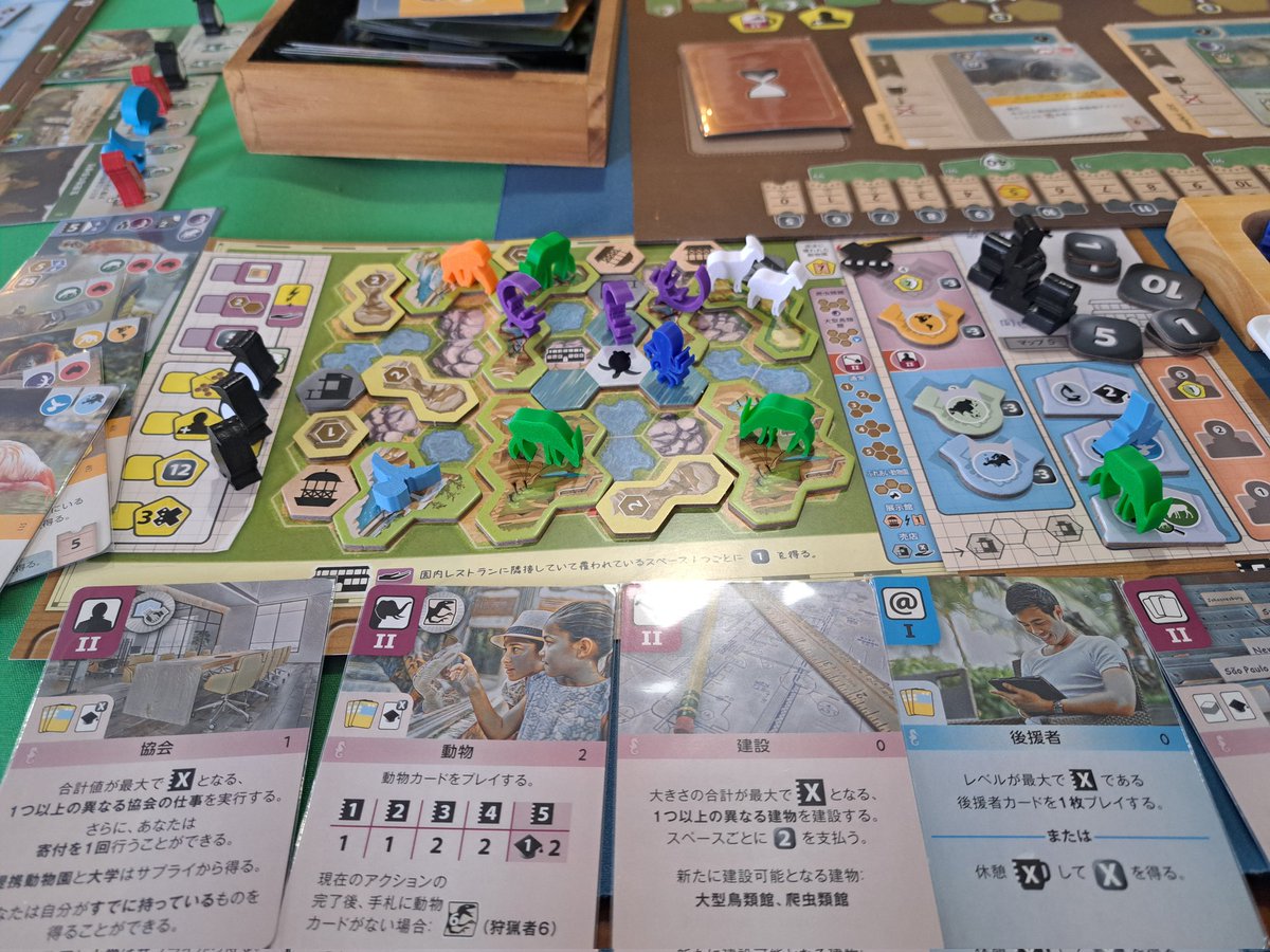 shimonso01's tweet photo. 本日は、霧島市のぐるり��るりにて、アークノヴァとサンクチュアリをプレイしました。店長の内村さんが「アークノヴァが出来れば、その日は楽しかったと言える」と言ってましたが、その通りですね。またやりたい。あと、ねこさん私物のトークンが凄く良かった。#ぐるりぐるり https://t.co/j77HdozGt2