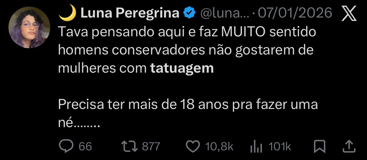 Pior que tô falando disso há tempos…

a gente sabe mto bem o que são esses homens que reclamam de mulher com tatuagem…