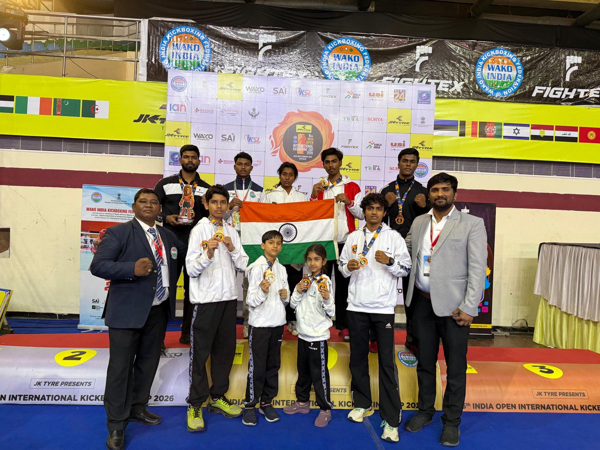 cgkickboxing's tweet photo. 🏆 Historic Performance at WAKO India International Kickboxing Cup 2026 🇮🇳
An incredible achievement by our kickboxers on the international platform! 👊
🥇 4 Gold Medals
🥈 4 Silver Medals
🥉 4 Bronze Medals
🏅 Total: 10 Medals
@CGSportsYW
@ChhattisgarhCMO @DPRChhattisgarh https://t.co/uovRWYrTrU