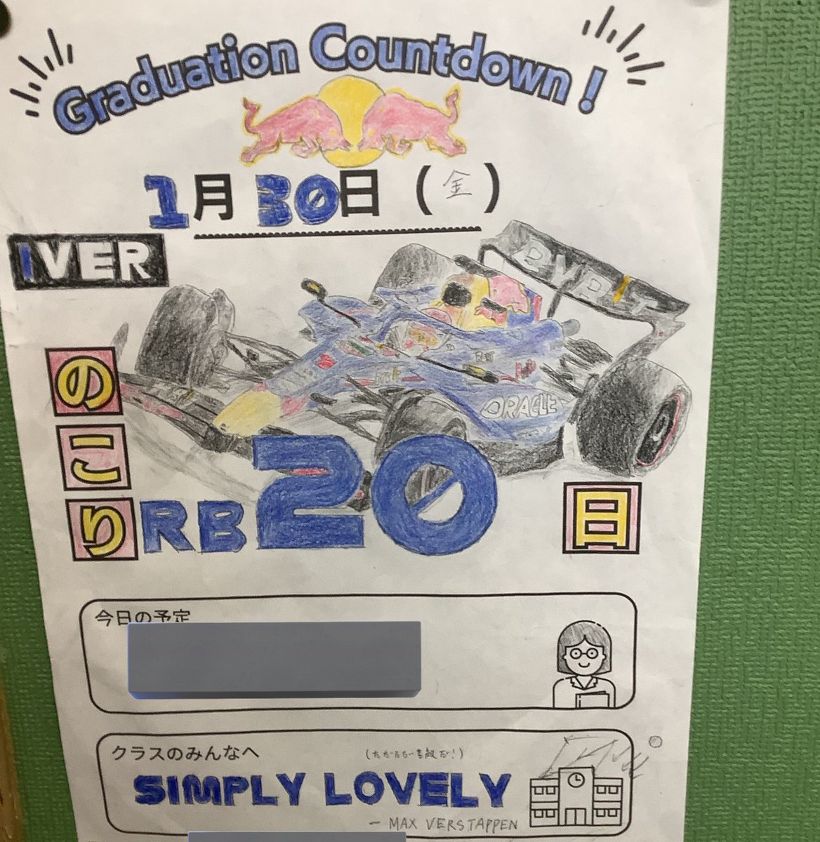 そういえばこれは俺が卒業カウントダウンカレンダーで描いたRB20