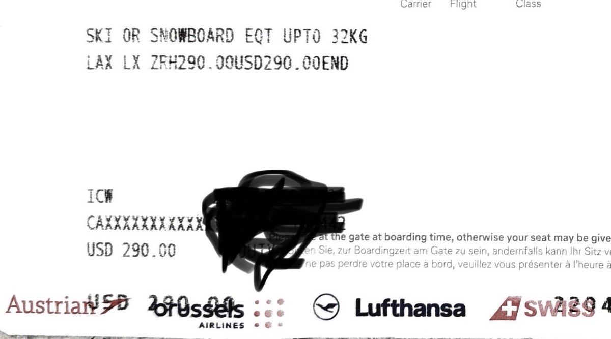 aviadadon's tweet photo. @FlySWISS Do yourself a favor and avoid Swiss at all costs! They rip people off. Charged me $290 at LAX to transport skis https://t.co/mdXgSNFa6H