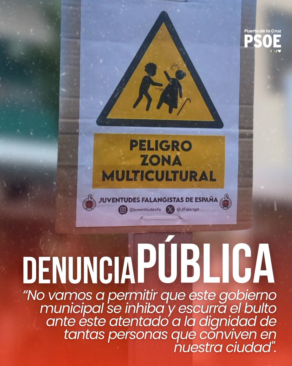 PSOECanarias's tweet photo. Esto no es una broma ni libertad de expresión. 

Es propaganda de odio en nuestras calles. Y frente al odio, firmeza democrática. 

Desde el @PSOECanarias queremos sumarnos a la denuncia y condena expresada por nuestros compañeros de @psoeptodelacruz https://t.co/GS4vPbunU7