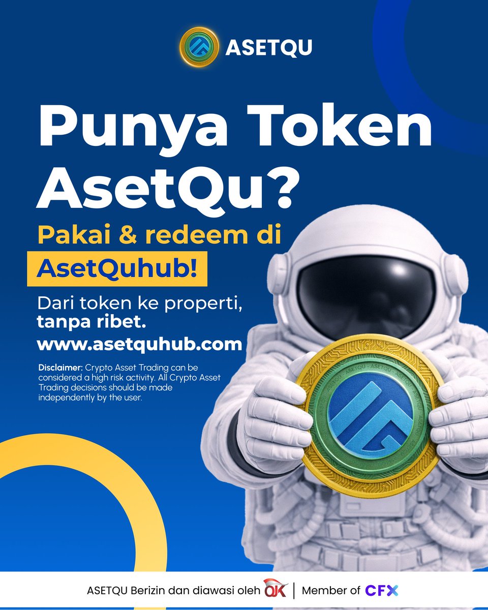 Halo Asetra! 👋🚀

Mauu dapet peluang tanpa sandiwara? 

Gak pake janji lebay.
Gak pake drama.
Yang penting jelas kepake 😌

Dengan Token AsetQu (utility token),
kamu bisa dapetin berbagai peluang nyata
langsung lewat ekosistem AsetQuhub.

Semua transparan. Semua ada fungsinya.