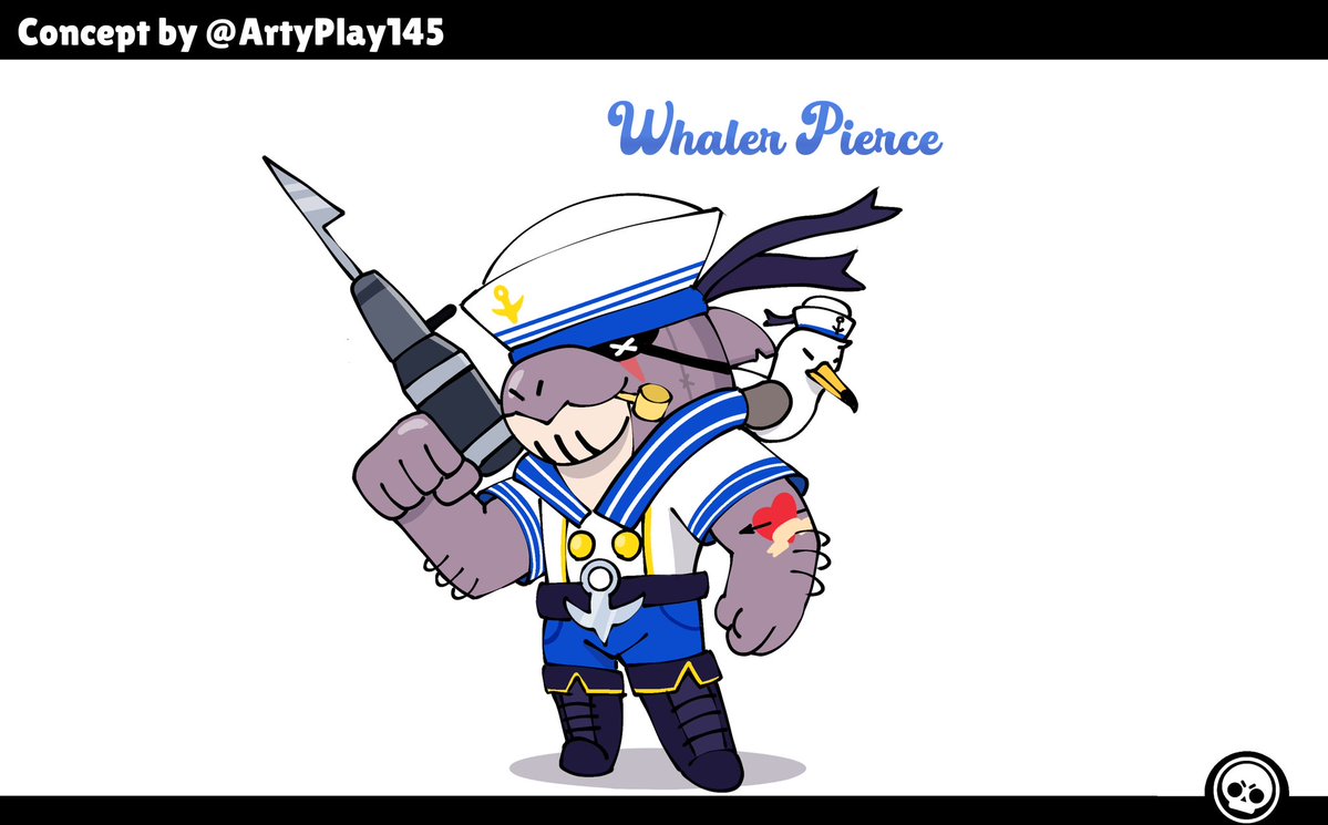 A little new concept Whaler Pierce 🐋
#BrawlStars #BrawlStarsPierce #BrawlStarsArt #brawlstarsfanart