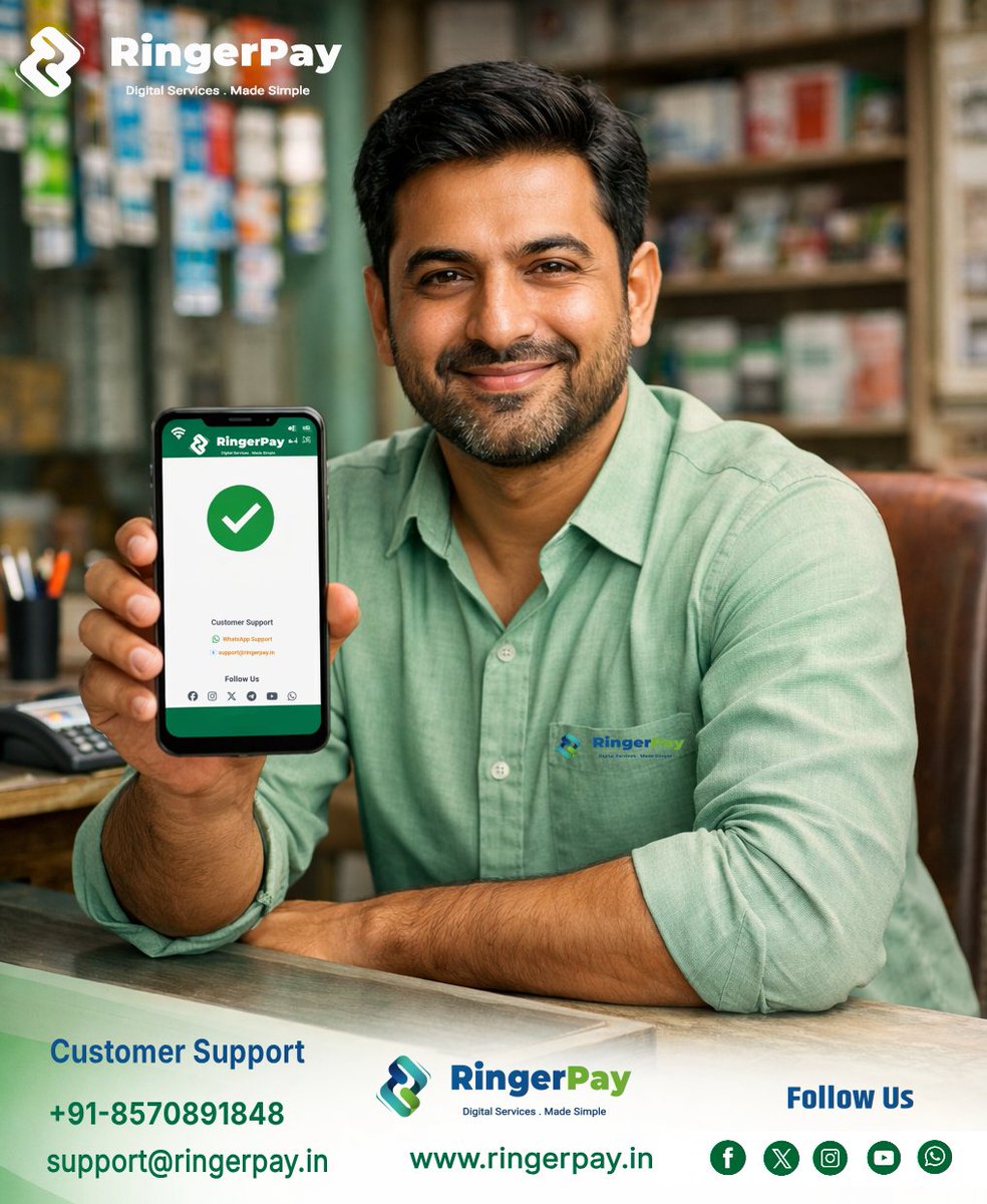 RingerPay's tweet photo. RingerPay के साथ करें मोबाइल रिचार्ज
तेज़, सुरक्षित और भरोसेमंद प्लेटफ़ॉर्म पर।

✅ तुरंत रिचार्ज
✅ सरल प्रक्रिया
✅ भरोसेमंद सेवा

डिजिटल लेन-देन का भरोसा — हर रिचार्ज के साथ।

@RingerPay – मोबाइल रिचार्ज का भरोसेमंद समाधान
#RingerPay #MobileRecharge #DigitalPayments #Pan https://t.co/8xz5tXVHTu