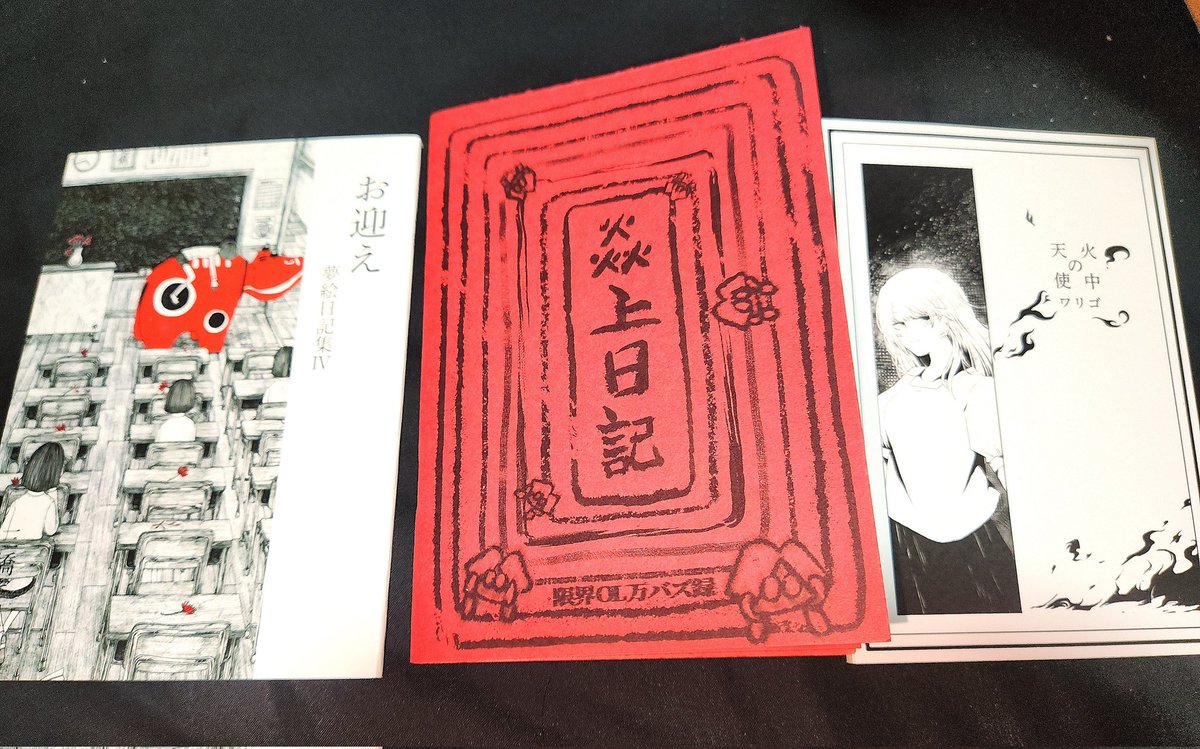 無事帰宅して今回は根性で本を持ち帰るぞ！ ということで本を広げてました。楽しませていただきますー！

#文学フリマで買った本
