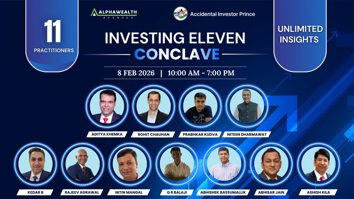AI_Feb21's tweet photo. Concluded 
'Investing Eleven Conclave' 2026

A heartfelt thank you to our eminent speakers at the Investing Eleven Conclave for generously sharing their insights and wisdom with us, especially on a Sunday.

Grateful as well to the lovely audience who stayed with us throughout, engaging and making the discussions truly meaningful.

We look forward to your feedback to help us improve and do even better next time. The response has been truly overwhelming ❤️🧿
@prabhakarkudva @AlphaWealth000