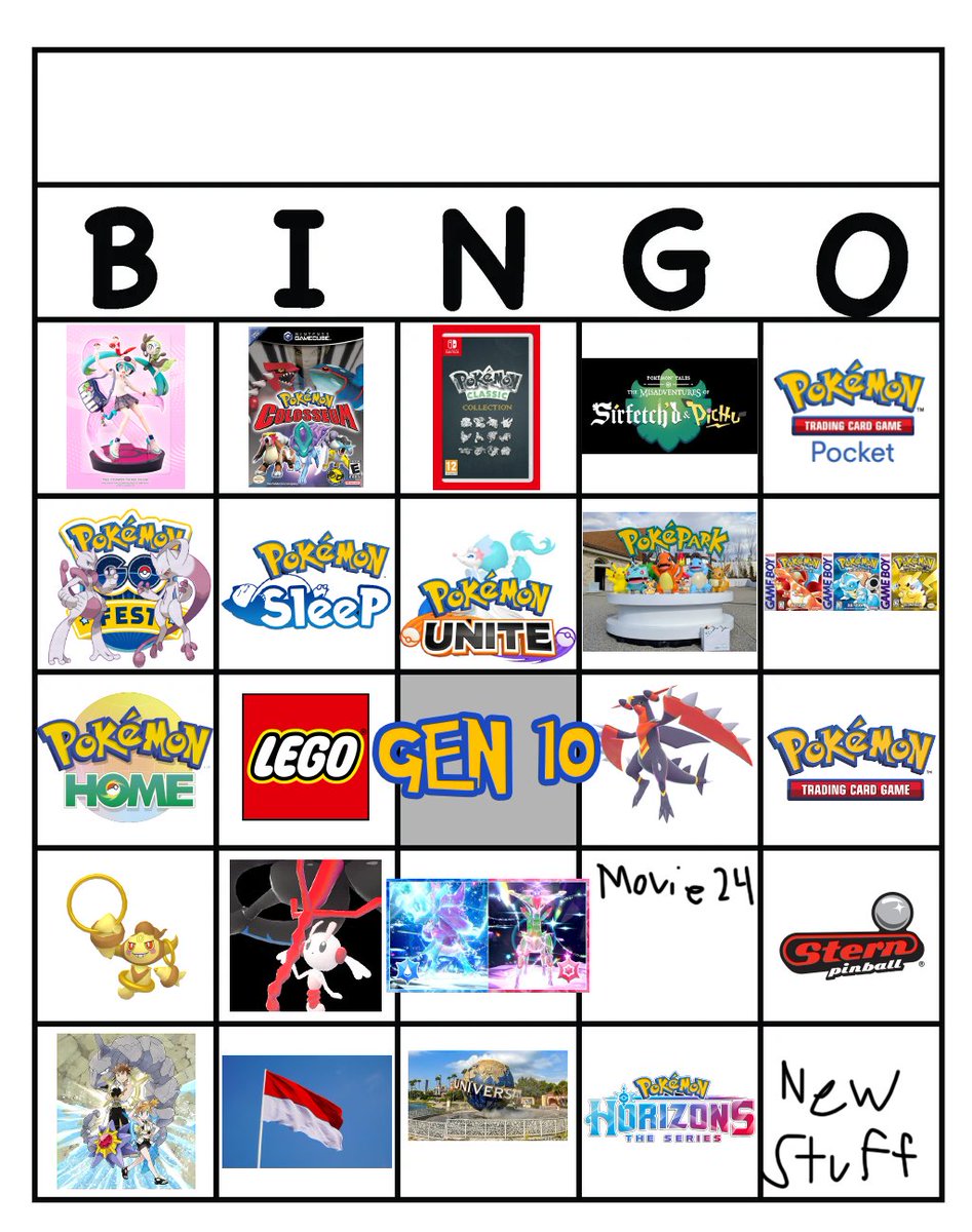 Bingo Card for Pokemon Day's Direct.
I know. It's expected but what would I know.
