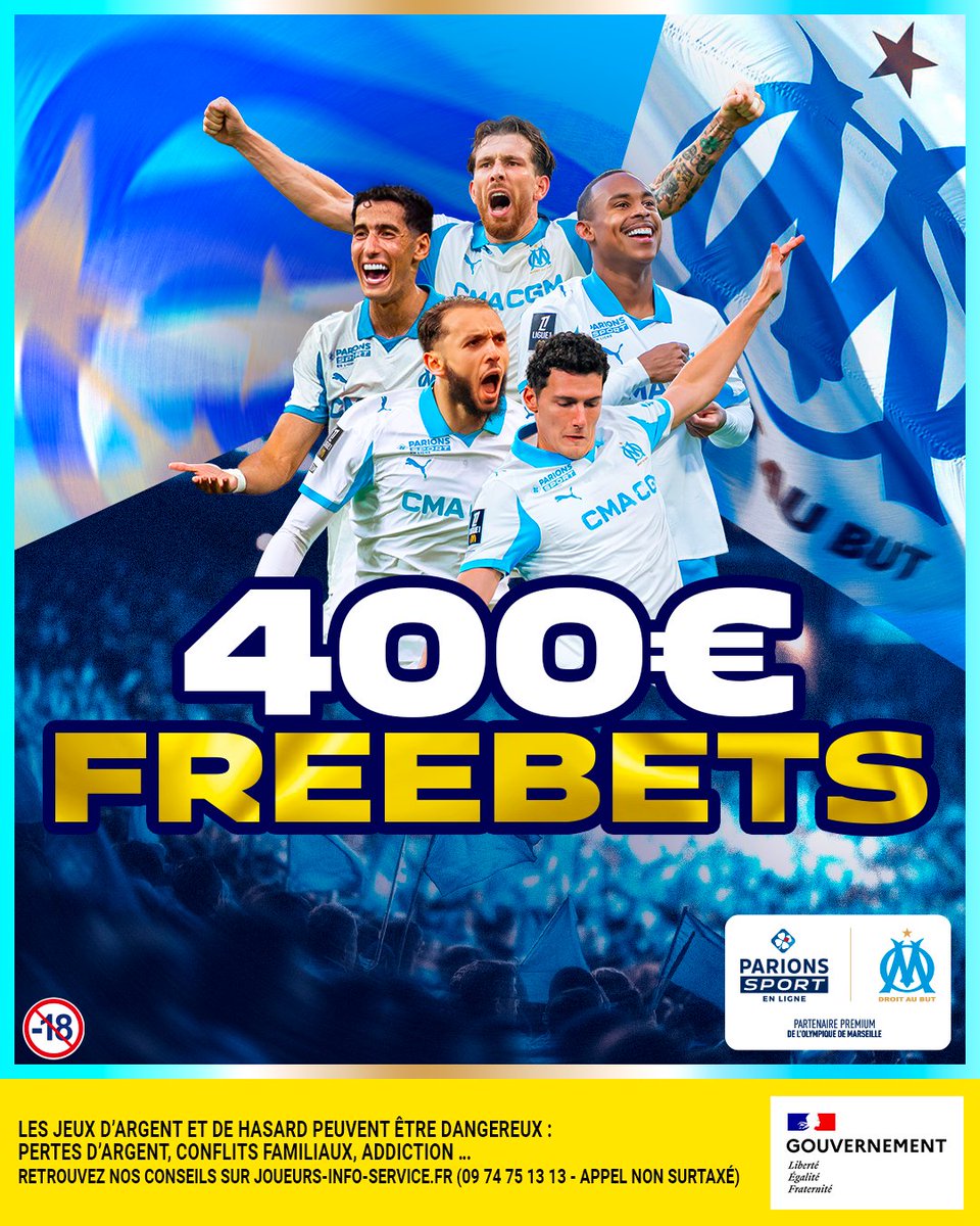 🤩 SOIR DE CLASSICO, SOIR DE GROS FREEBETS 🤩

Pour l'occasion, on augmente la mise de freebet à... 40€ ! 
🚀 10x40€ de freebet à remporter avant #PSGOM

Pour participer :
👉 Réponds à la question suivante par "Oui" ou "Non" : L'OM va-t-il au moins faire match nul au Parc ?

🤝