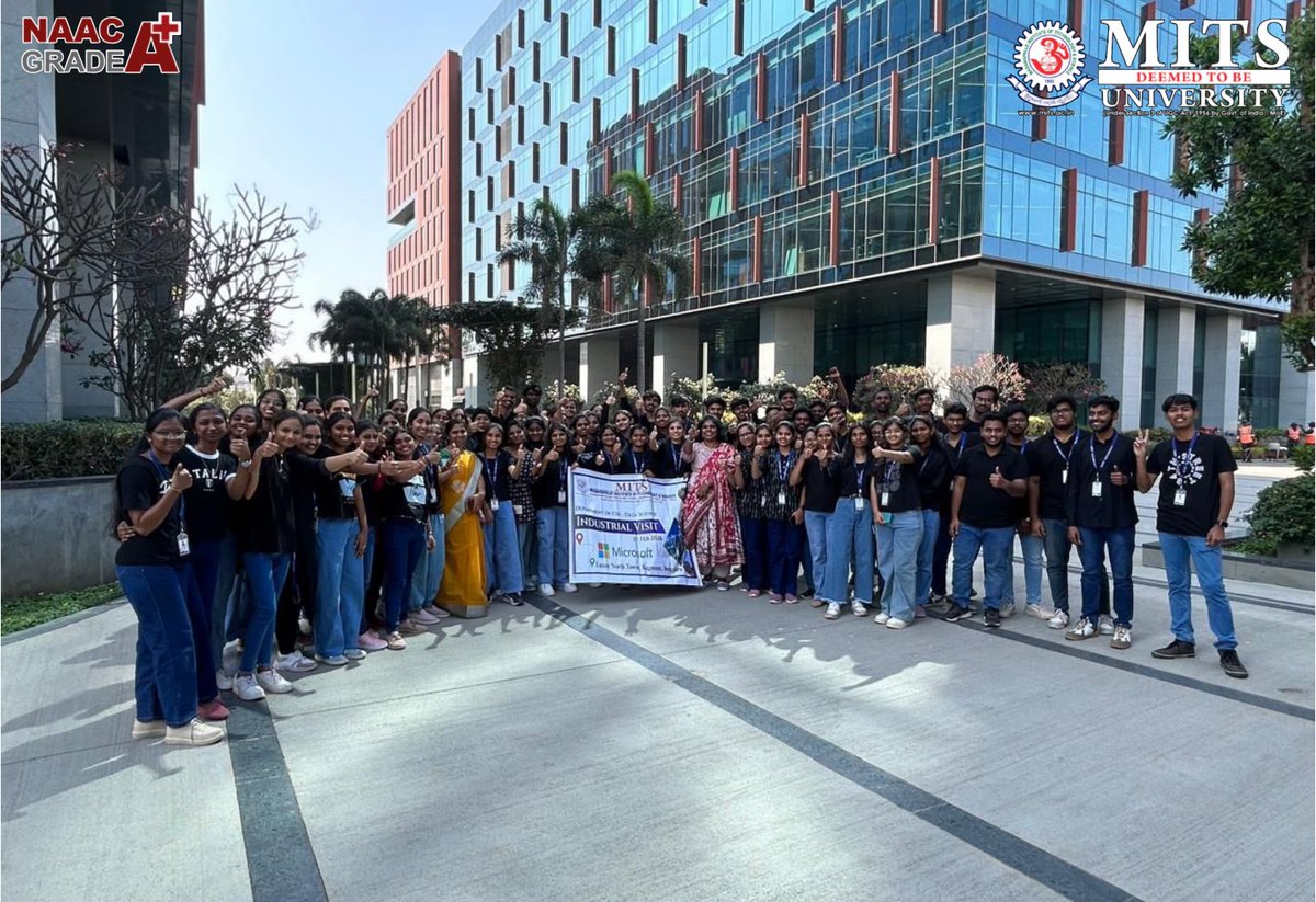 70 B.Tech CSE (Data Science) students from #MITSUniversity visited Microsoft Bengaluru for an Industrial Visit.

Great insights on AI, Cloud, Data Analytics &amp; Generative AI by Mr. Sagnik Banerjee.
#Microsoft

🌐 admission.mits.ac.in
7330 803 555 / 7330 852 555