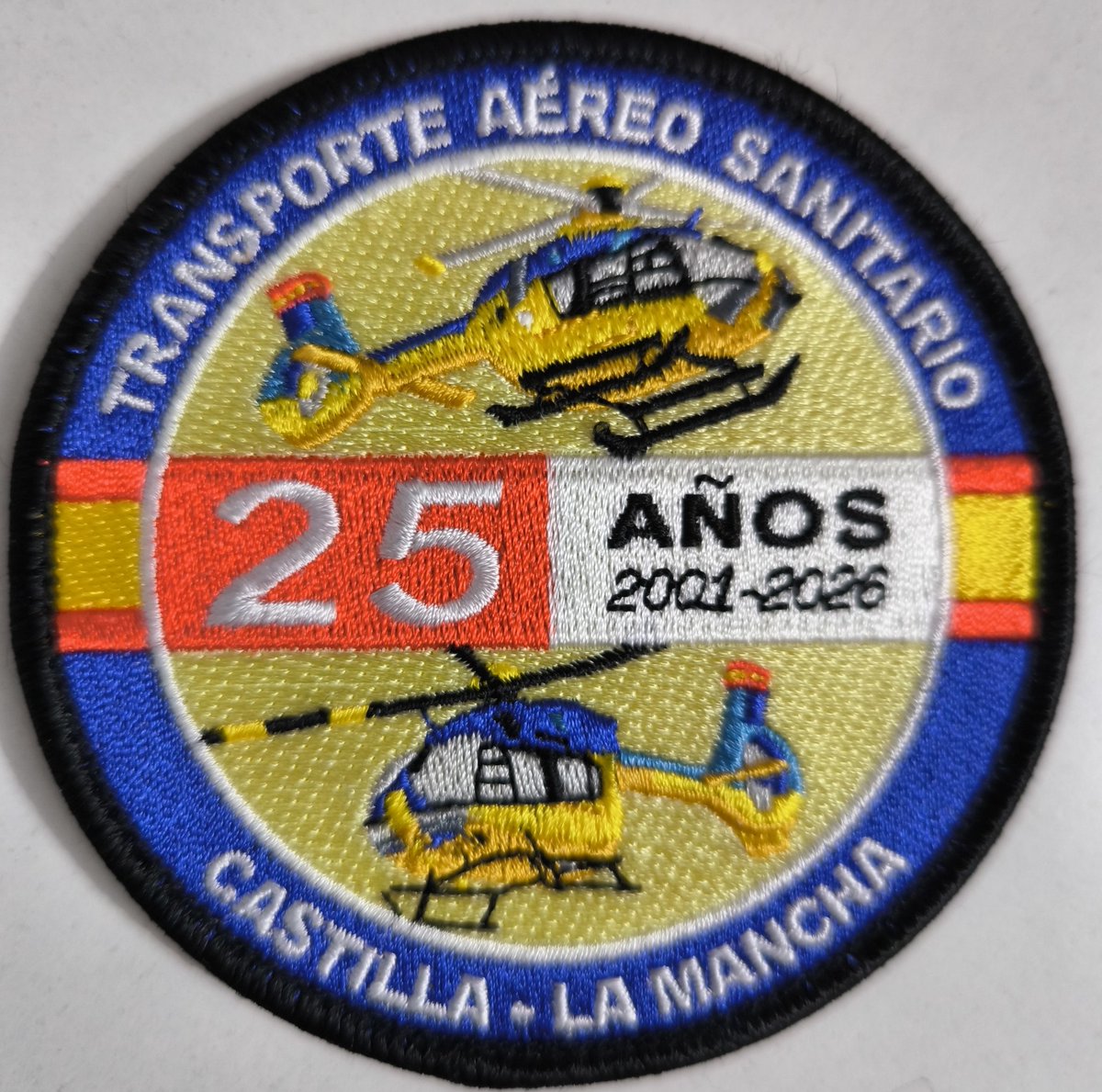 pedrospotter's tweet image. #BuenasTardes nuevo "parche" para la colección.

🚁
Transporte Aéreo Sanitario
Castilla La Mancha
"25 años 2001-2026"
🚁

#patch #aerotrastorno #spotter #spotting #coleccionismo @sescamclm #Helicoptero #aviation4u #aviationdaily #chuches #aeronauticas 
#CastillaLaMancha