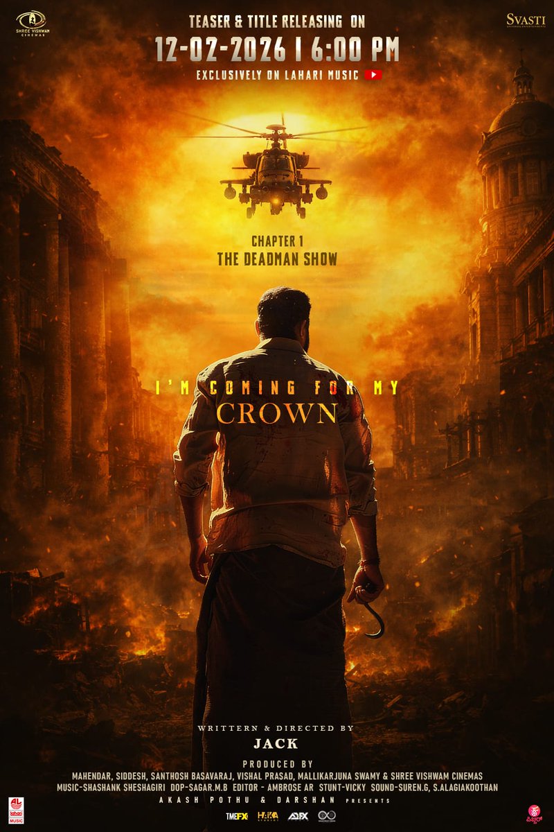 New World ruled by Rage...
“Not chasing power. Taking it. The crown is inevitable. 💥👑”
 Title teaser on 12th February 🔥 

<a href="/LooseMada_Yogi/">Yogesh Samy</a> Come back Loading.... 🔥

<a href="/Jack_Directorr/">Jack_Director</a> <a href="/LooseMada_Yogi/">Yogesh Samy</a>
<a href="/ShashankMusical/">Shashank Sheshagiri Official</a> 
<a href="/vishalprasad29/">Vishal</a>
<a href="/AkashPothu/">akash pothu</a>