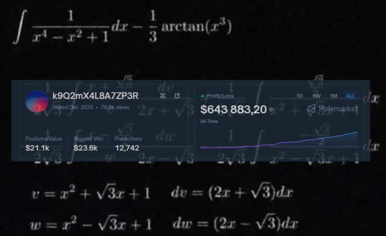 cryptovcdegen's tweet photo. Stop wasting ur time staring at other people’s PnL on Polymarket - start printing your own

You see bots like k9Q2mX4L8A7ZP3R - https://t.co/dxE04c2wTo pulling six figures and you’re like “this is way too complex”. It’s really not

It’s just two flavors of arbitrage that most traders don’t even notice

One recent paper dug through on-chain data and found around $40M in extracted profit in a single year - and that’s only the part we can actually see

The Complexity Problem: Why Manual Trading Fails

The naive way to hunt arbitrage on Polymarket needs something like O(2^{n+m}) cross-market checks.
If you’ve got 63 linked outcomes (like an NCAA bracket), that’s 2^63 possible states

No human brain is chewing through that.
Bots do it in seconds

The fix is heuristic-driven reduction: filter by time, topic, and how markets are logically connected.
You don’t scan billions of combos, you cut it down to just a few thousand that actually matter

> Market Rebalancing Arbitrage

This is when, inside a single market, YES + NO ≠ $1.
It happens all the time because of liquidity imbalances and slow price updates

How you exploit it:

You scan all conditions in one market
You find cases where ∑(prices) > $1
You short every outcome at once
Your locked-in profit is ∑(prices) - $1

In practice this is the easiest arb on the whole site.
It gets closed in milliseconds
What you need is execution speed, not galaxy brain predictions

> Combinatorial Arbitrage
This is where the real money sits
Linked outcomes across different markets don’t stay in sync

Classic example: “Trump wins” trades at 60¢ on one market while “Republican wins” sits at 55¢ somewhere else

How you exploit it:

You build a dependency graph between markets.
You look for logical contradictions (A implies B, but price(A) > price(B))
You buy the cheap leg and sell the rich leg
Then you just wait for resolution

Why it works: Polymarket doesn’t auto-sync prices between related markets

Only arbitrage bots do that job - and they get paid for fixing those mispricings