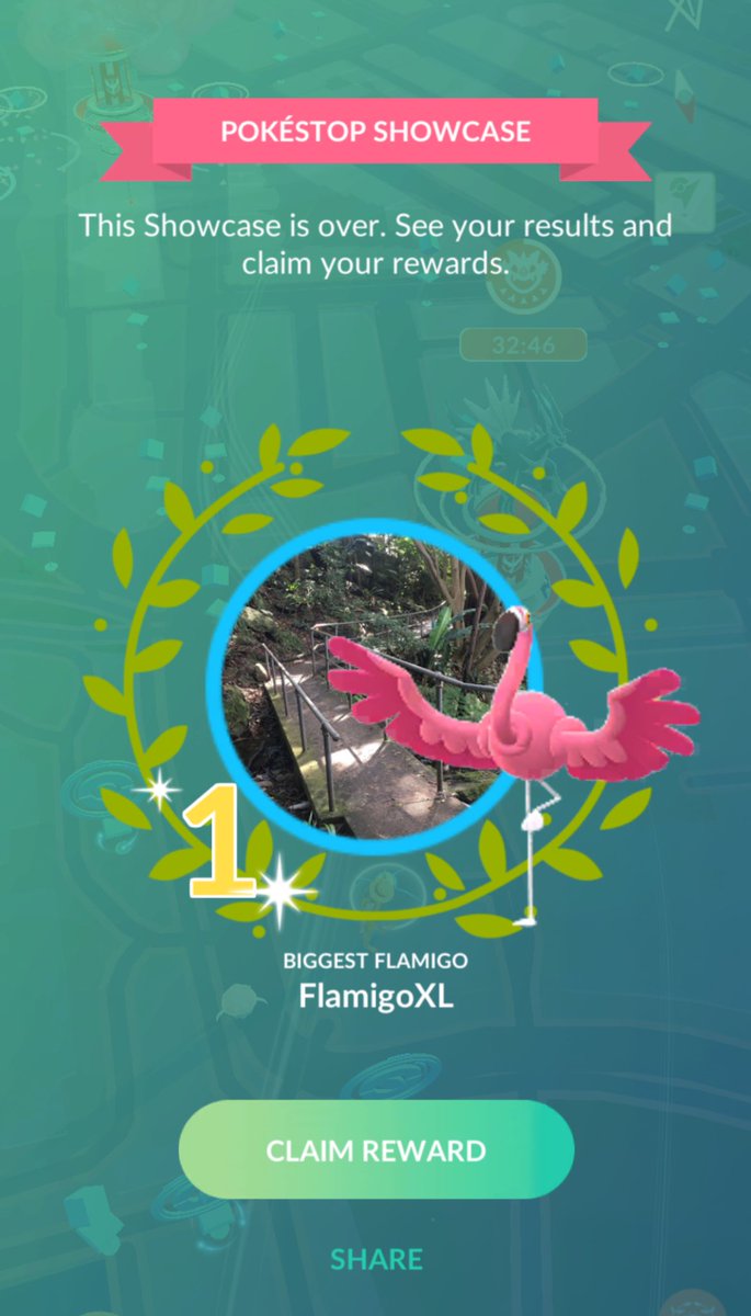 Got the big pink flamingo 🦩 showcase win 1️⃣🏆 👀💚💚💚 #PokemonGO #PokemonGOShowcase