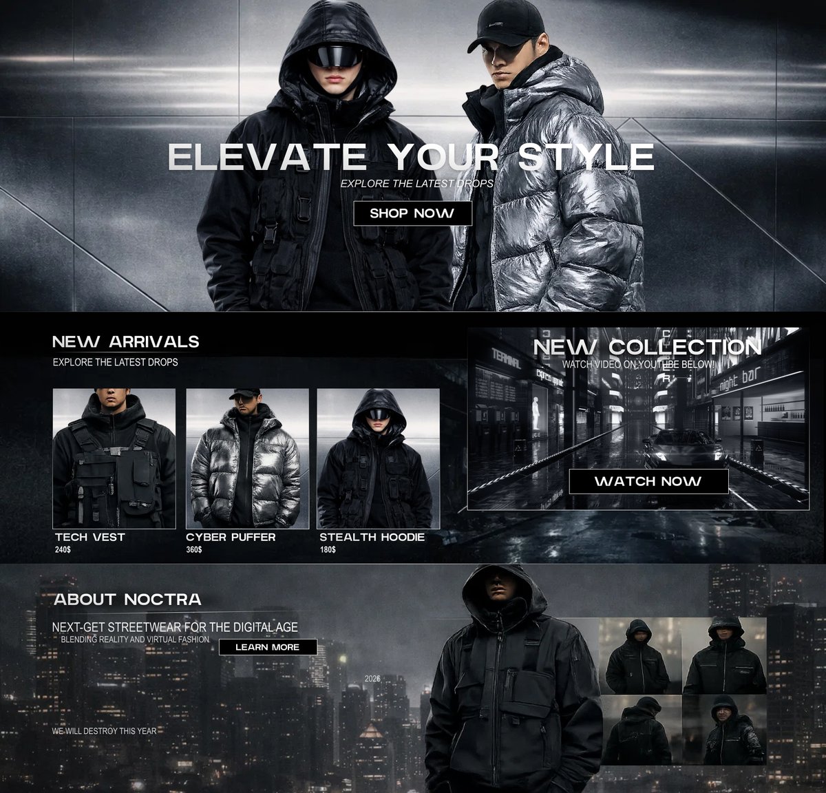 🤖 I designed a conceptual website for a streetwear brand to explore how minimalism, structure, and motion can shape brand perception.

Project focus:
 • Brand-driven web design
 • Clear UX structure
 • Strong visual hierarchy

Ready for work!