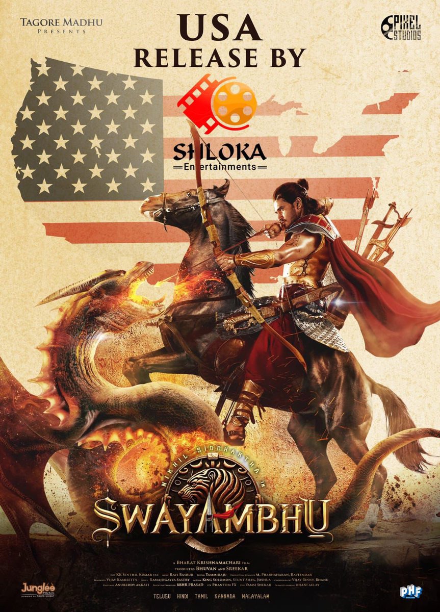 BigtvCinema's tweet photo. #Swayambhu USA Release by #ShlokaEnts..🔥🔥🔥
#NikhilSiddartha #actorNikhil #NabhaNatesh #Samyuktha #Samyukthamenon #Celebs #Tollywood #tollywoodactress #entertainment #Bigtv #BIGTVCinema https://t.co/12zGsFw5A2