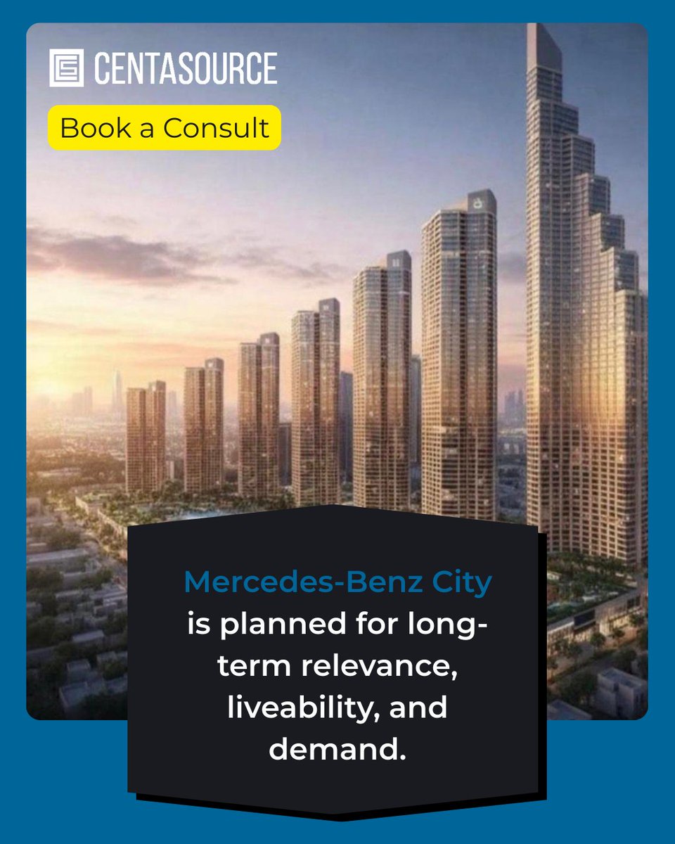 centa_source's tweet image. Mercedes-Benz City is planned with long-term relevance in mind, focusing on how people live, move, and interact within a fully structured urban environment. 

Designed for liveability and sustained demand, it reflects a long-range approach to modern city living.