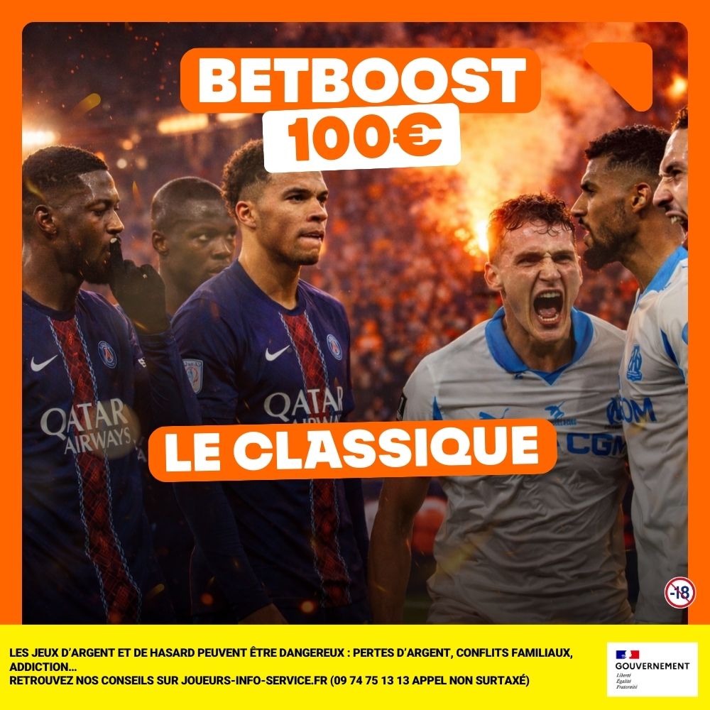 Jour de Classique 🔥
PSG - OM

Tu veux un Betboost avant le match ? 🎁
- Raconte ton scénario idéal de la soirée
- Like le post 

10*10€ Betboost, tu as jusqu'à 20h00⏳

#PSGOM