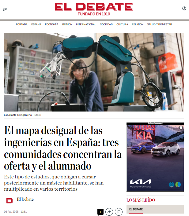 📊 El III Informe del INGITE en <a href="/eldebate_com/">El Debate</a> : Madrid, Cataluña y Andalucía concentran estudios de #Ingeniería en España. Crecen los #GradosNoHabilitantes, sobre todo en #UniversidadesPrivadas; se duplican en muchas CCAA, obligando a cursar másteres.

eldebate.com/educacion/2026…